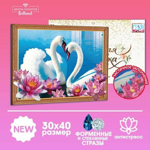 Алмазная мозаика форменными стразами Лебедь на раме 30х40 см 2063₽