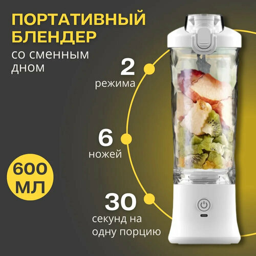Портативный мини беспроводной блендер блендер для смузи и коктейлей Кружка-блендер белый 368000₽