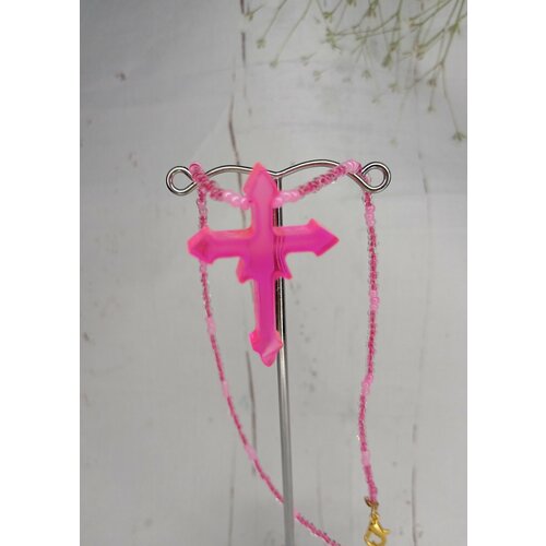 Чокер МастерРина, длина 36.5 см, розовый чокер белый с крестиком