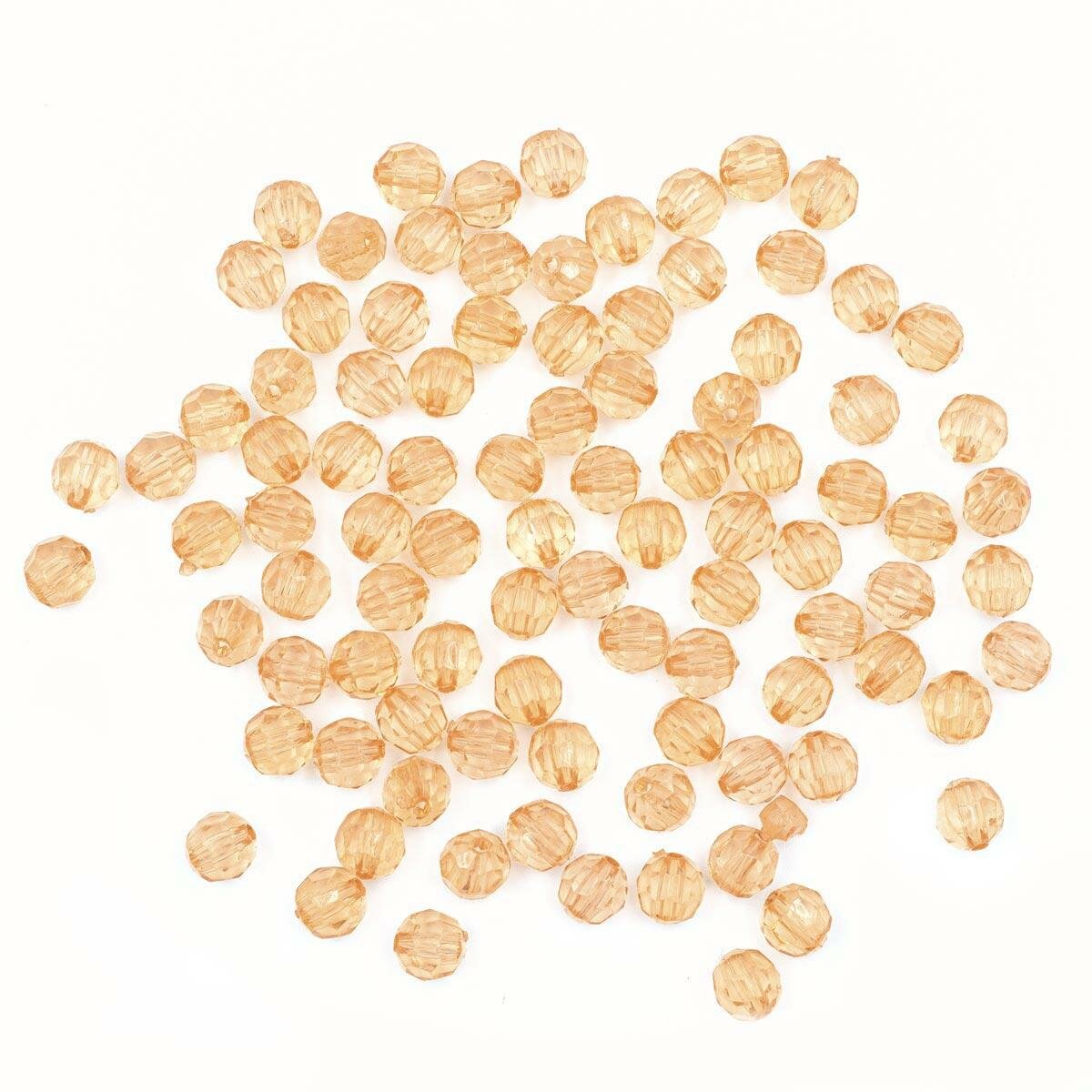 Бусины Astra&Craft Пластиковые, акрил, прозрачные, граненые, круглые, 8 мм, цвет 76, бежевые, 25 г