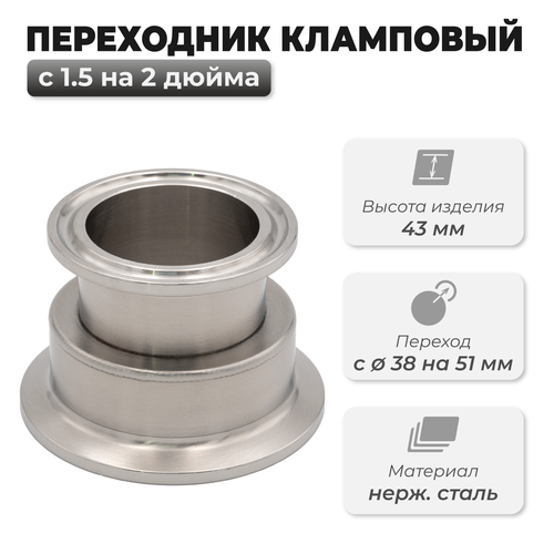 Переходник с клампа 1.5 дюйма на 2 дюйма