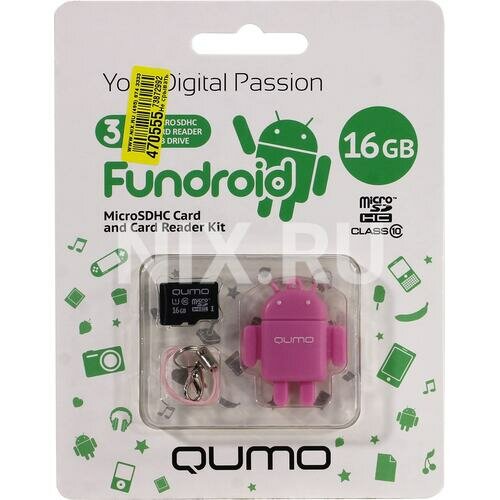 SD карта Qumo Fundroid QM16GCR-MSD10-FD-PNK