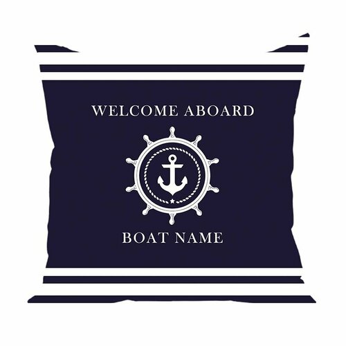 Zaberite Подушка декоративная / Якорь, штурвал, полоски, велюр / 40х40