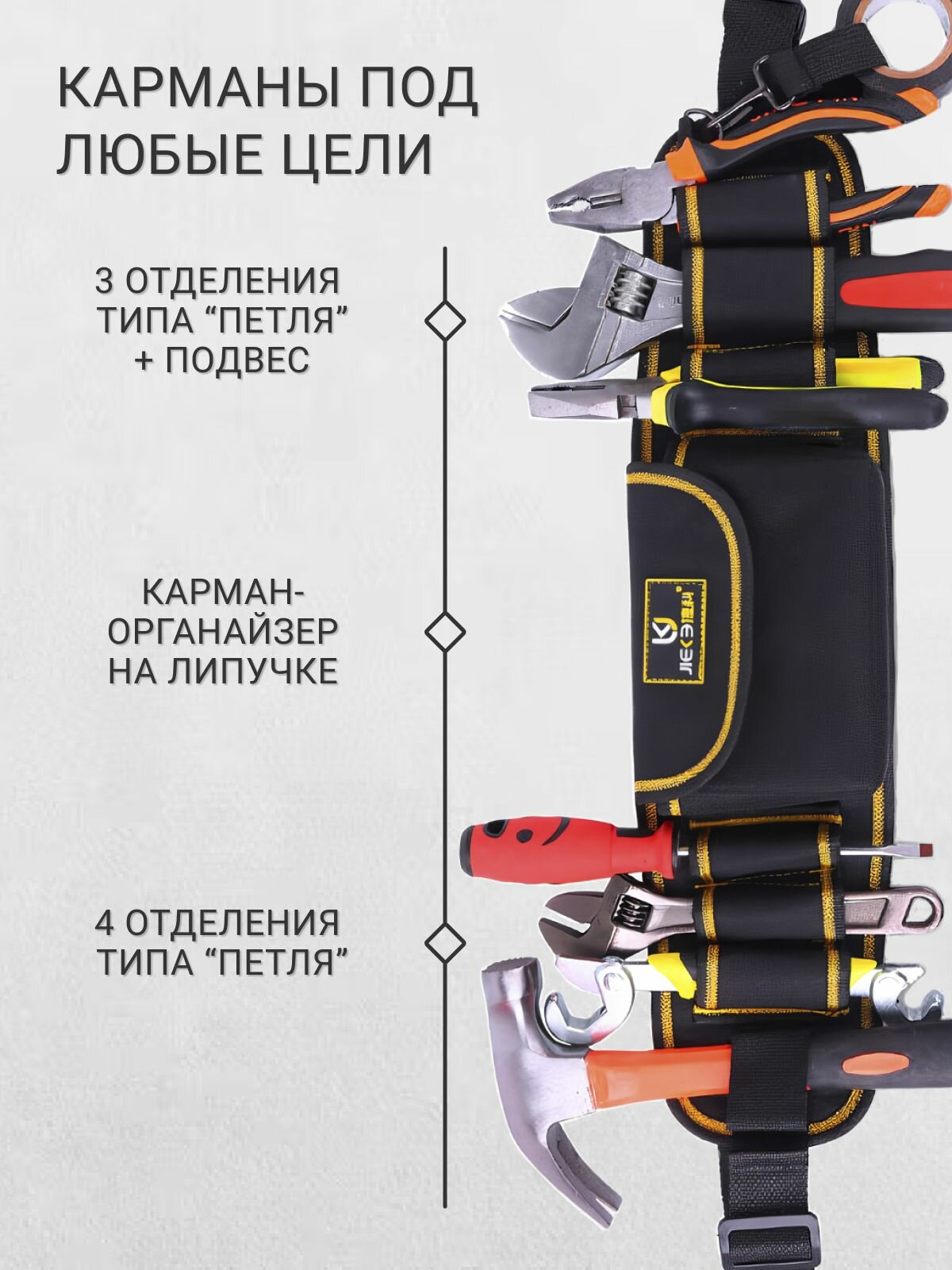 Сумка-пояс для инструментов с магнитным браслетом — фото 1