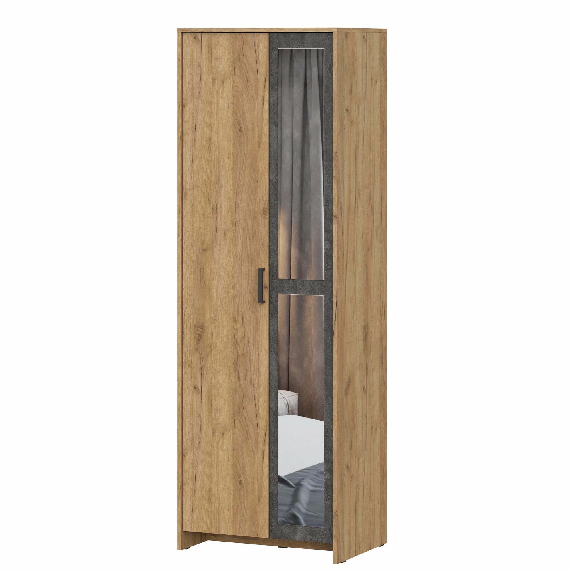 Шкаф двухстворчатыи МСП 1, Дуб золотой/Камень темный