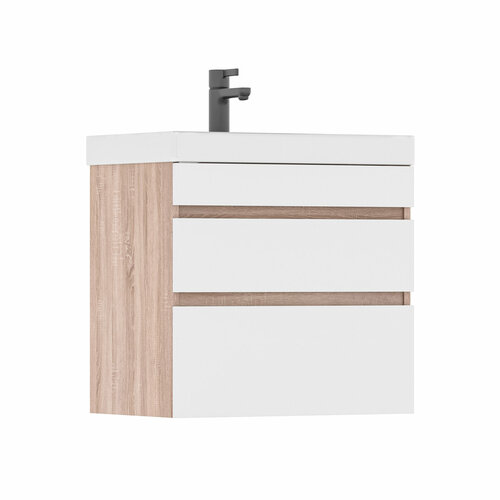 Тумба с раковиной Volna Conty 60.2Y подвесная, белый/дуб сонома