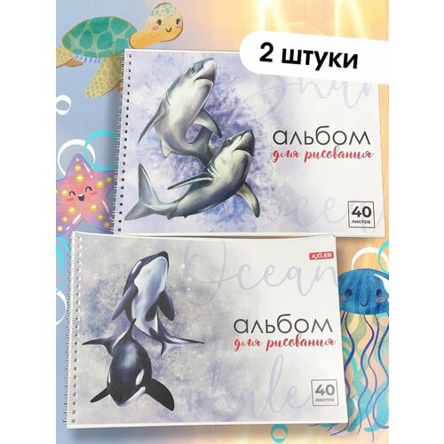 Альбом для рисования А4 AXLER 40 отрывных листов на спирали пружинегребне набор 2 шт для творчества и скетчинга для детей и взрослых 110 гм2 413₽