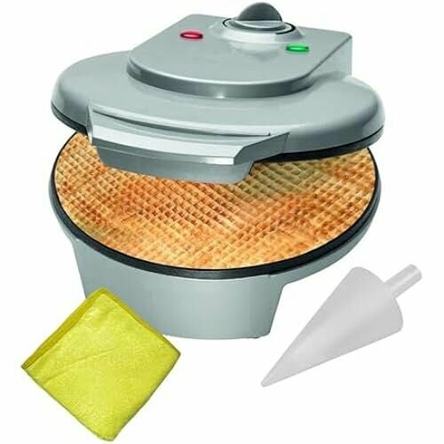 Bmf-versand Вафельница для рожков мороженого - рожок мороженого - беличья железа для тонких вафель - конусная машина с конусом и салфеткой для ухода 3 в 1 - поверхность для выпечки 18 см 1607600₽