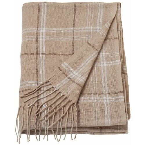 Плед икеа аннамиа, 140 х 205 см, бежевый серый, размер 1.5, спальный