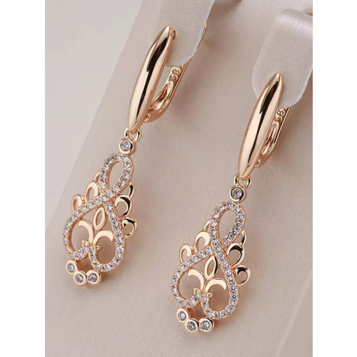 Комплект серег XINQUAN jewelry, циркон, размер 40 мм, золотистый