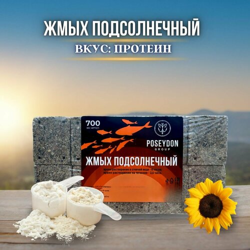 Жмых рыболовный подсолнечный / прикормка рыболовная / макуха для рыбалки POSEYDON Протеин 20 штук 700 грамм