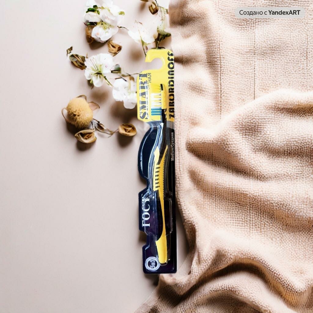 Зубная щетка ZABORDINOFF MAKC- SMART (инновационная), Три наклона щетины обеспечивают идеальную чистку. Упаковка Блистер, желто-черная