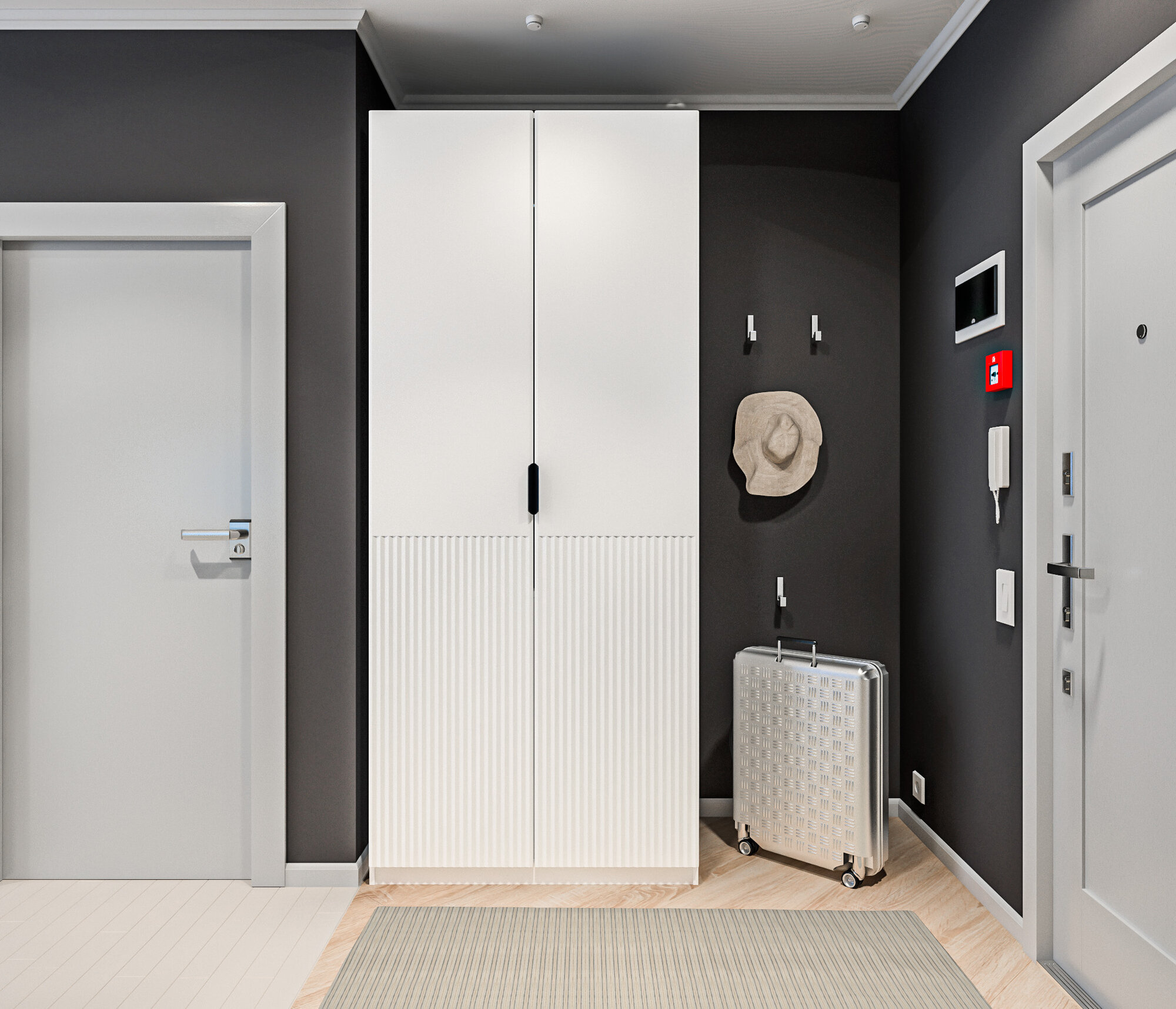 фото Двухдверный шкаф столплит Макс, без зеркала, с 2 полками, ЛДСП, Джаз Белый, 100х60х235 см