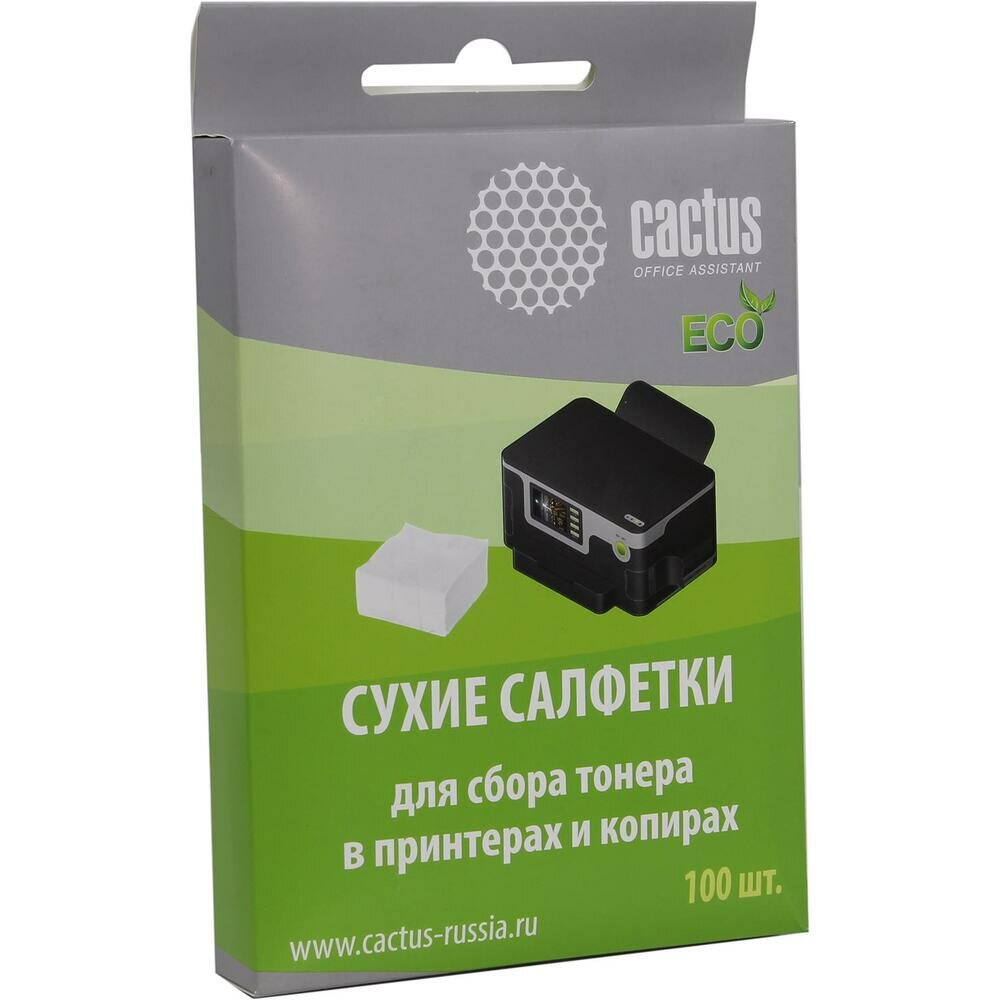Салфетки Cactus CS-P2003E, для сбора тонера, безворсовые, 220х160мм, 100шт, белые