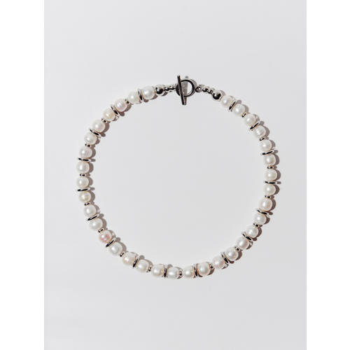 Колье РЕСУРС жемчуг пресноводный длина 38 см белый серебряный серый 7110₽