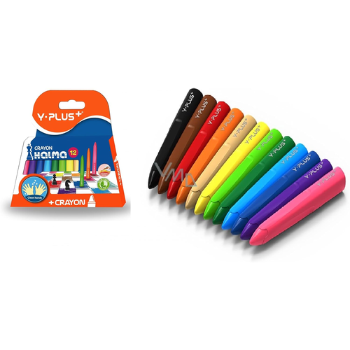 Мелки восковые цветные Y-PLUS Halma 12шт 12цв CR150300