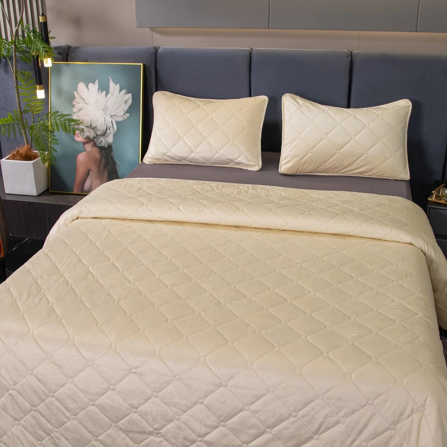 Покрывало VIVA OVF038, бархат-велюр, термостежка, 2 наволочки, 160x220 и 240x260 см — фото 1