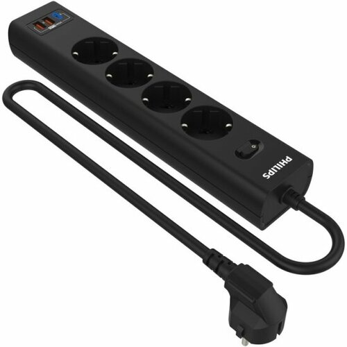 Сетевой фильтр Philips 4 Розетки с USB PDQC30 5912В 30Вт кабель - 2M черный 2940₽