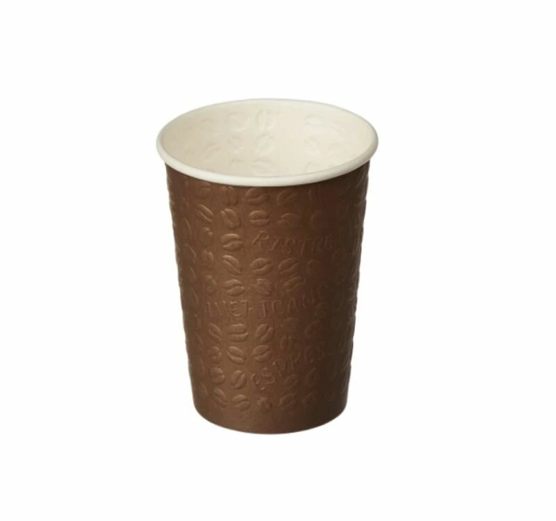 Набор стаканов картонных 400мл d-90мм с конгревом коричневый 1-слойный уп50шт для горячего