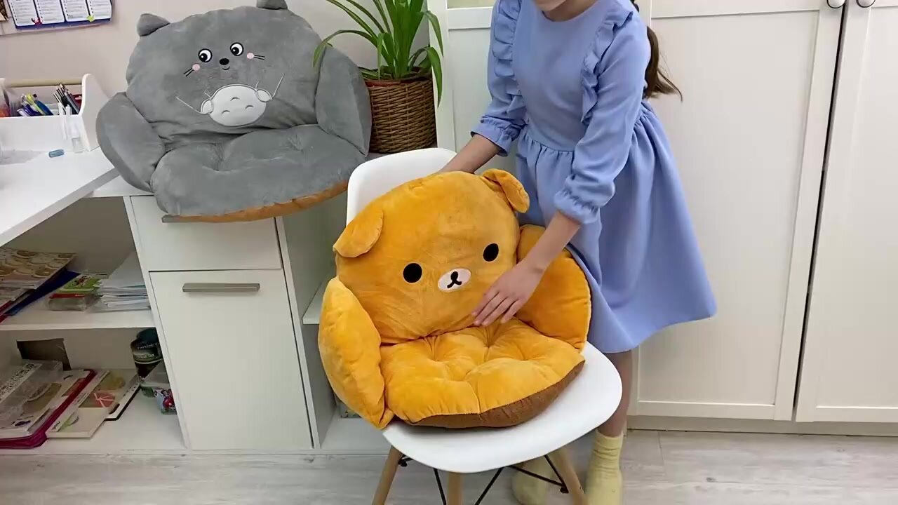 Подушка сидушка на стул Котик Кошка Котенок серая — фото 1