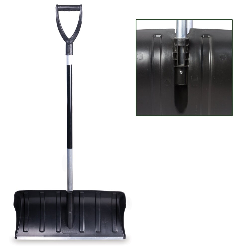 Лопата снегоуборочная пластиковая, 60х30 см, высота 130 см, с алюминиевым черенком и наконечником, №14 (601188)