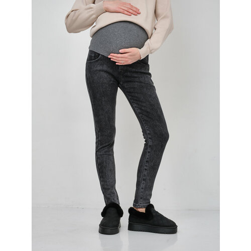 фото Джинсы классические preggy для беременных, утепленные, размер l, серый