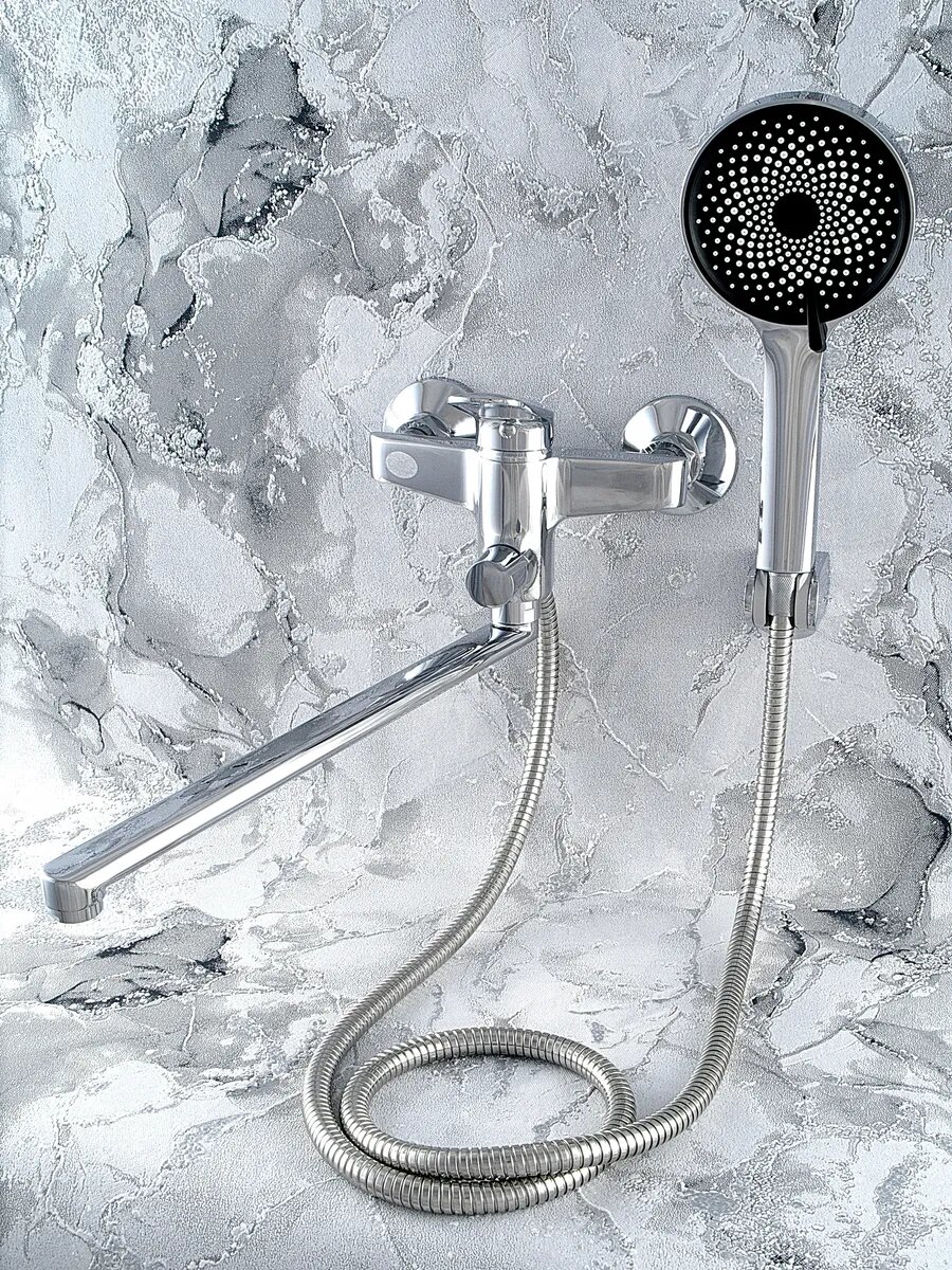 Смеситель Diadonna, для ванны, с душем, поворотный излив, латунь, керамический картридж — фото 1