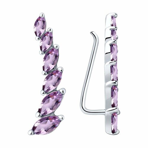 фото Серьги diamant online, серебро, 925 проба, аметист, длина 2.2 см, , фиолетовый