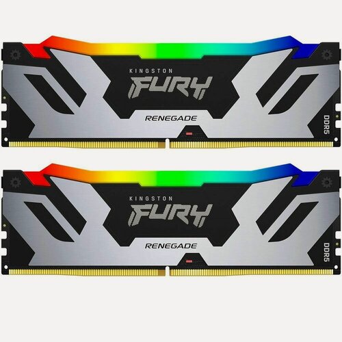 Изображение товара Модуль памяти Kingston 32GB DDR5 7200 FURY Renegade Silver RGB (KF572C38RSAK2-32)