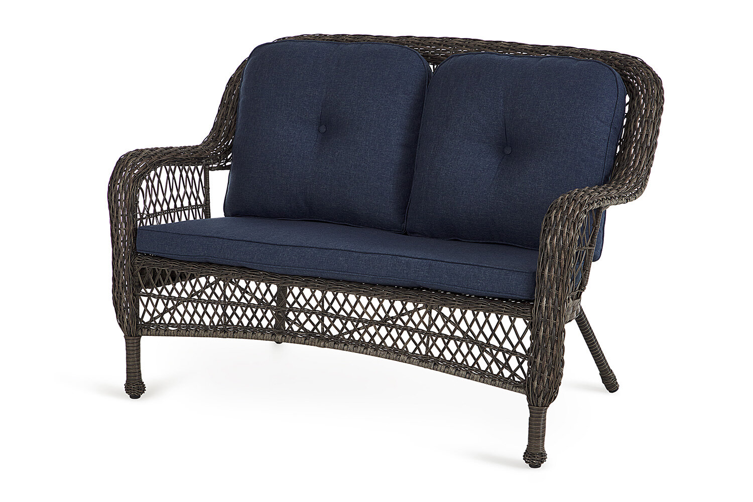 Садовый диван Hoff Oxford, 142x90x76 см, искусственный ротанг, цвет серый, синий
