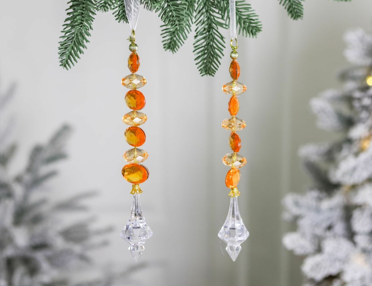 Набор елочных украшений-подвесок бригитта акрил оранжевый 20 см 2 шт Winter Deco 1000435