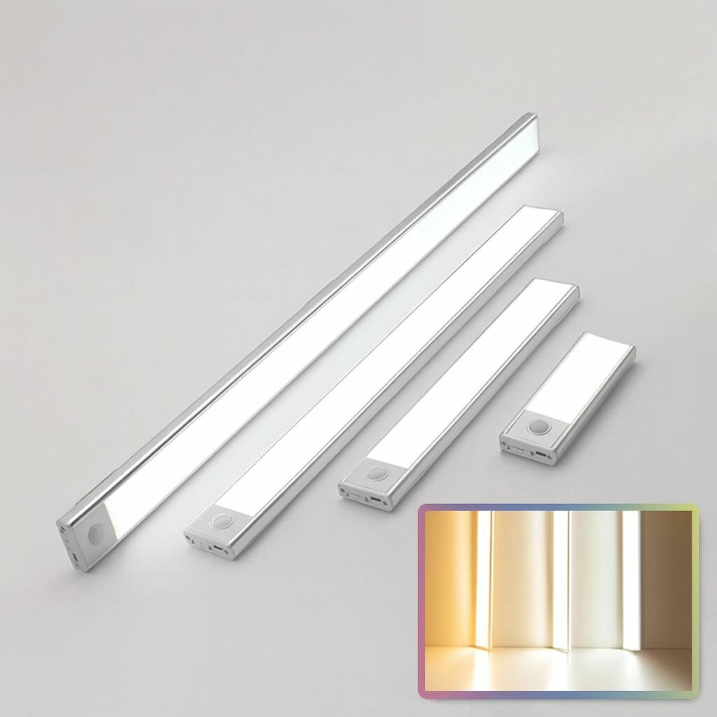 Светильник светодиодный с датчиком движения, серебристый, 60 см