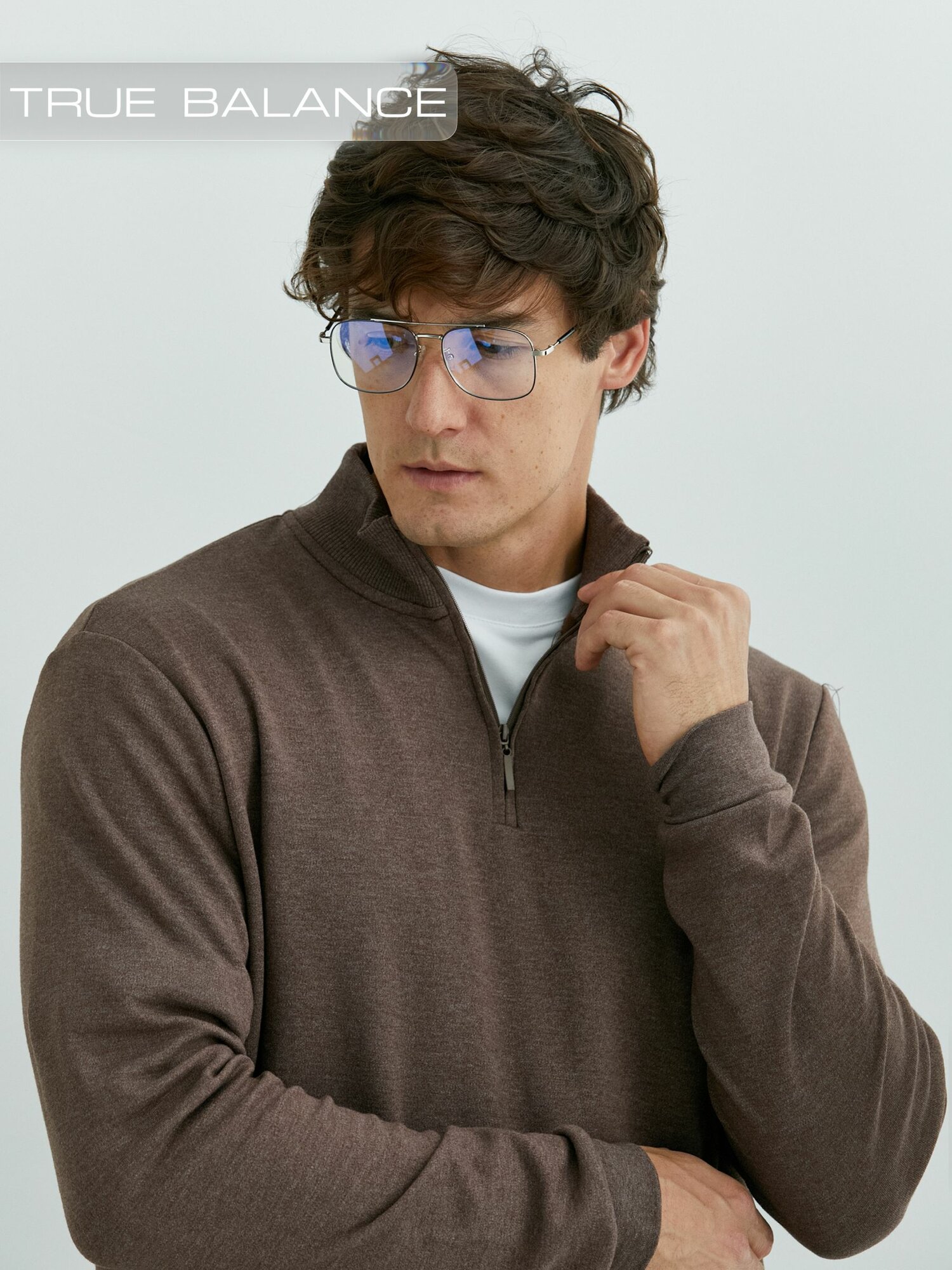 Свитер TRUE BALANCE, размер 3XL, , коричневый меланж