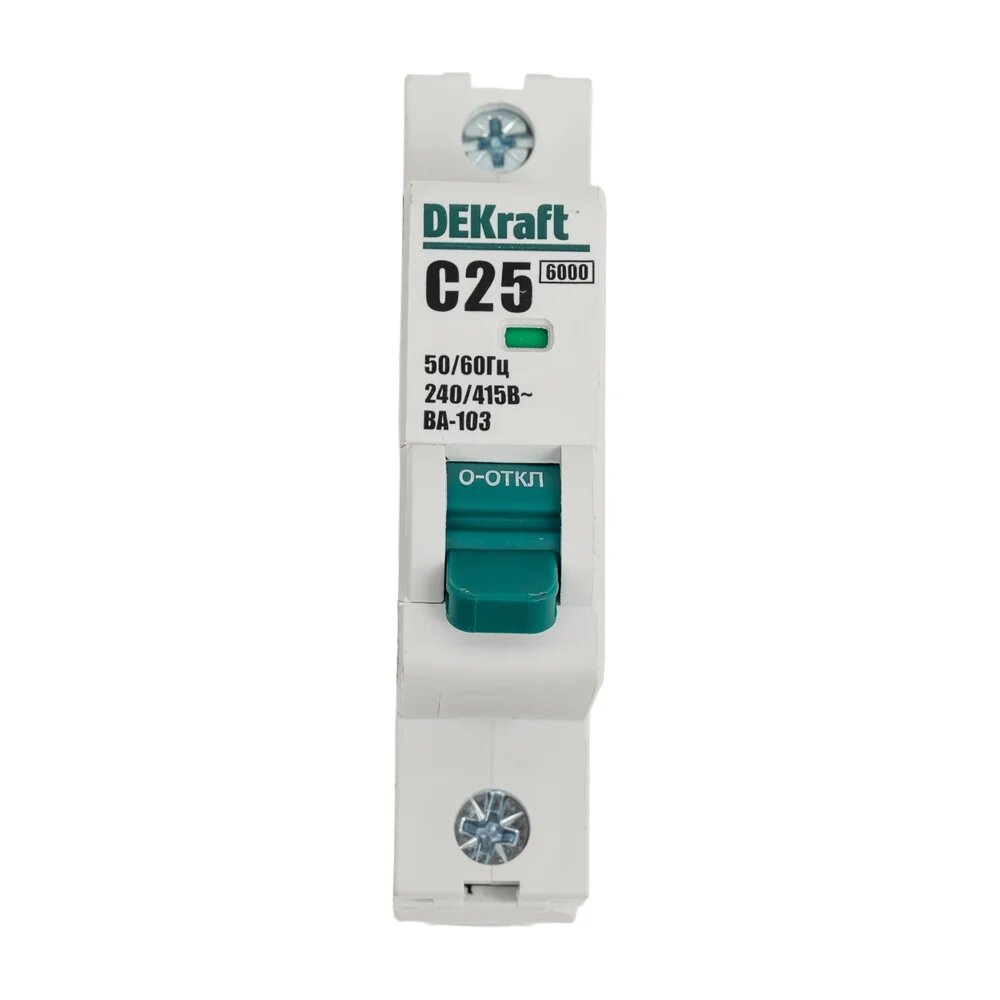 DEKraft Автоматический выключатель (АВ) ВА-103, 1 Р, 25 А, хар-ка C, 6 кА 12275DEK