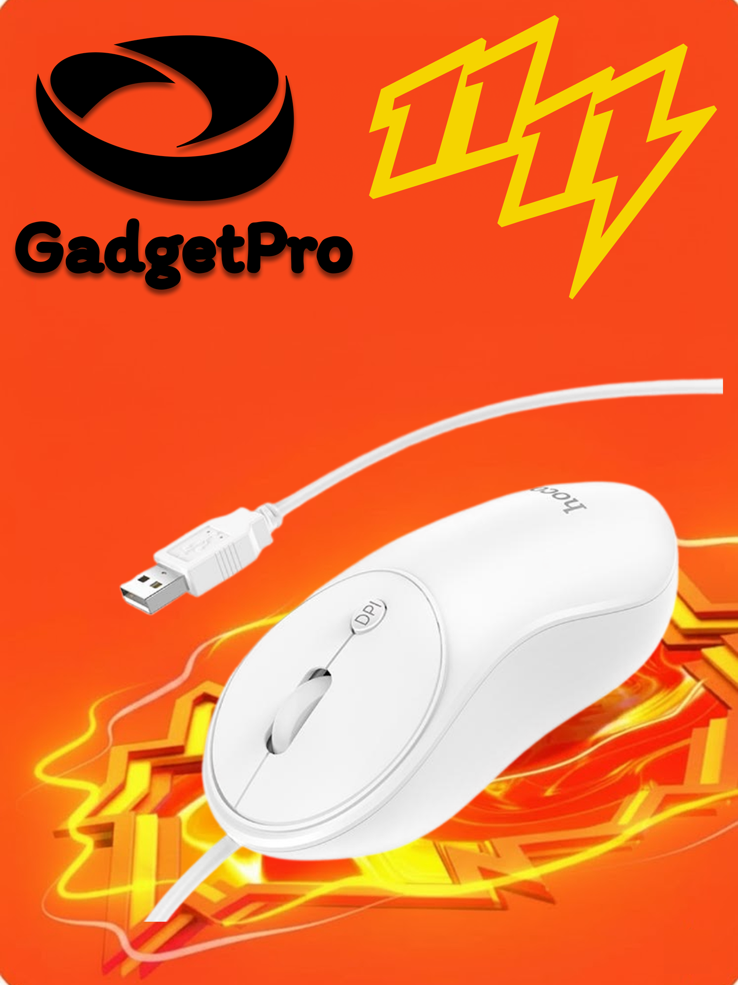 Проводная мышь Hoco GM13, USB, 1000/1600 DPI, 4D кнопки, оптическая, 1.5 м кабель, черная