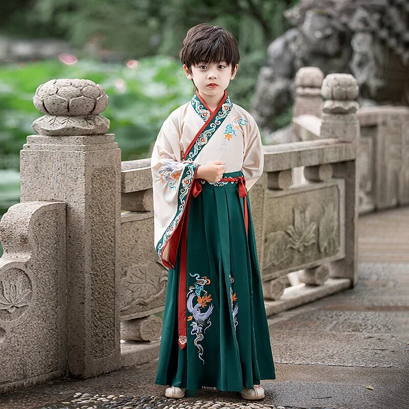 Милый китайский новогодний детский сценический наряд ханьфу для мальчиков одежда для молодых мастеров платье Тан костюм для косплея детский костюм для мусора