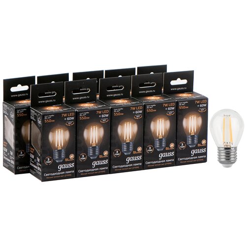 Светодиодная лампа GAUSS LED Filament Globe E27 7W 2700K (упаковка 10 шт)