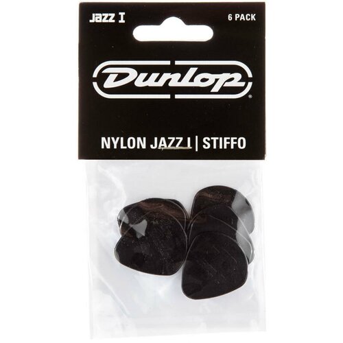 Медиаторы, круглый кончик, толщина 1.1 мм, черные, 6 шт. Dunlop Nylon Jazz I 47P1S 6Pack медиаторы средние белые 6 шт herco holy grail nylon he777p 6pack