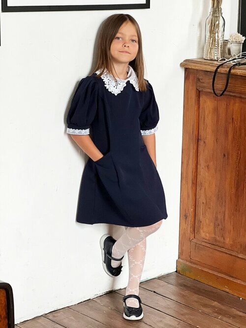 Школьное платье Бушон, размер 134-140, синий