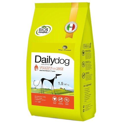 Dailydog Adult Small Breed Turkey and Rice - Сухой корм для взрослых собак мелких пород, с Индейкой и Рисом (3 кг)