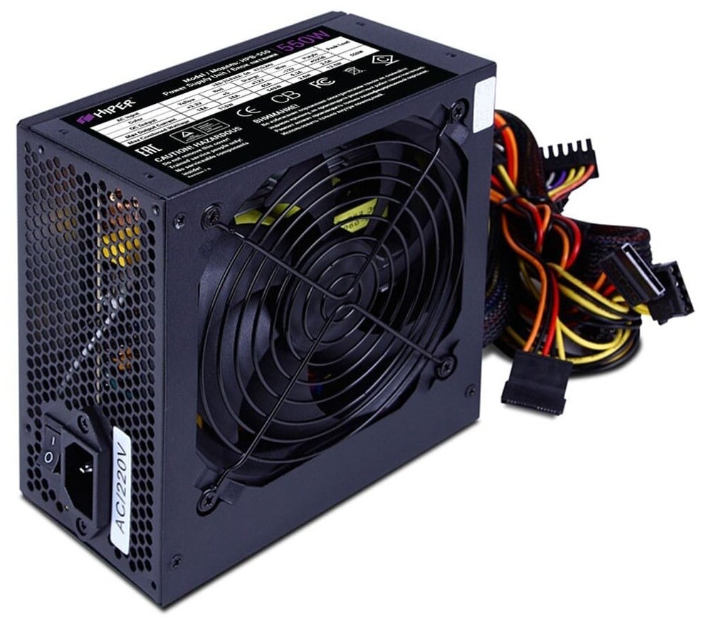 Блок питания Hiper ATX 550W HPB-550D 80+ bronze (24+4+4pin) APFC 120mm fan 6xSATA