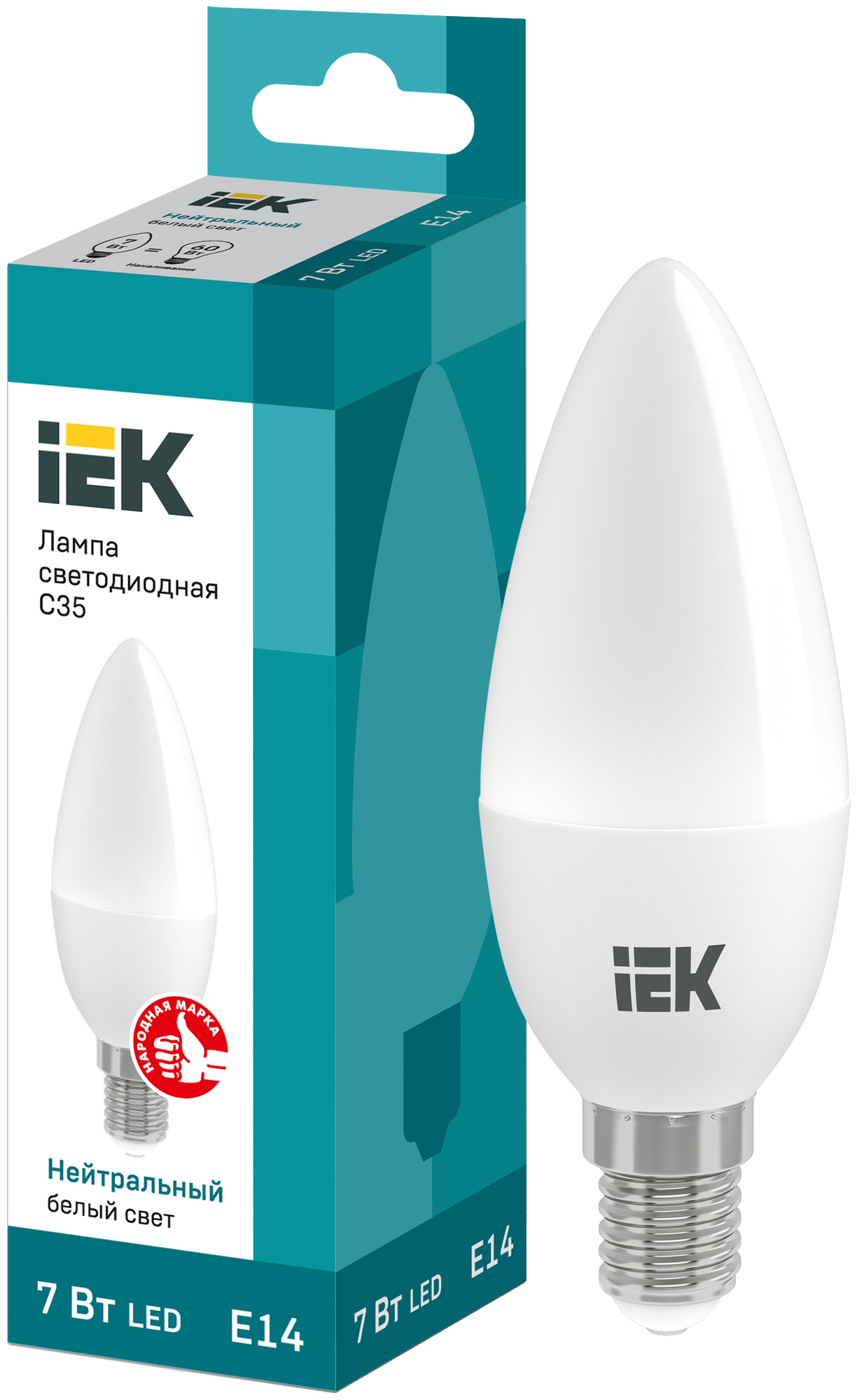 Лампа светодиод 7Вт свеча Е14 4000К 630Лм матовая IEK (10/100)