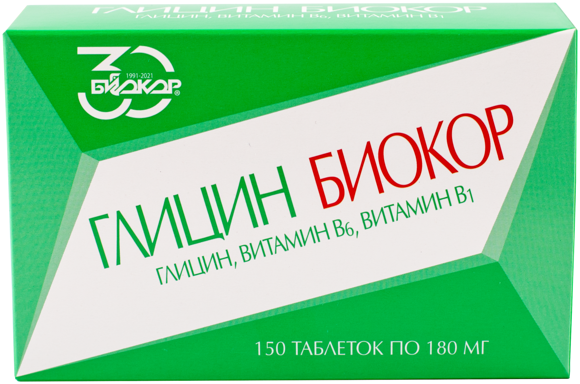 Глицин Биокор с витаминами В1 и В6 таб., 150 шт.