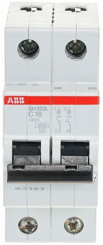 Автоматический выключатель ABB 2-полюсный SH202L C16 (автомат) 2CDS242001R0164