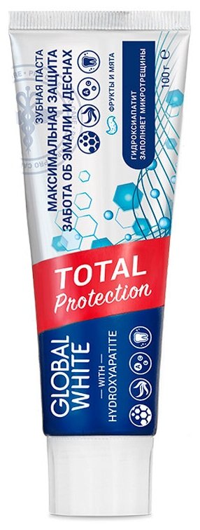 Зубная паста Global White Total Protection витаминизированная fruit & mint