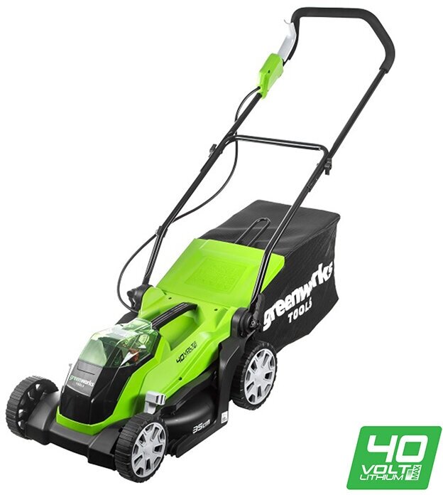 Аккумуляторная газонокосилка Greenworks G40LM35, 40В, 35 см без АКБ и ЗУ (2501907)