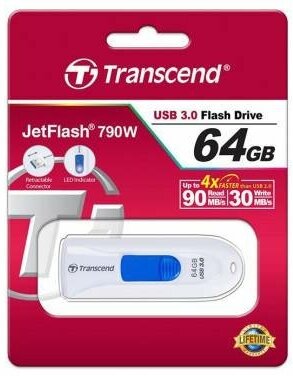 Флешка USB 3.0 Transcend 64 ГБ JetFlash 790 ( TS64GJF790W )