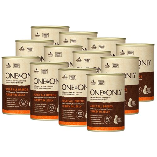 Корм консервированный для собак One&Only беззерновой, индейка в желе, 400 г