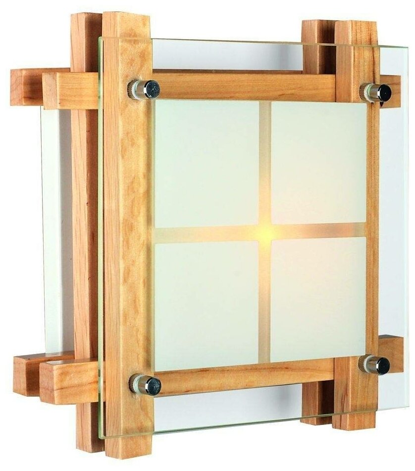 Настенно-потолочный светильник Omnilux Carvalhos OML-40517-01, E14, 40 Вт, кол-во ламп: 1 шт., цвет арматуры: коричневый, цвет плафона: белый - фотография № 1