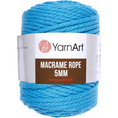 Пряжа YarnArt Macrame Rope 5mm бирюзовый (763), 60%хлопок/ 40%вискоза/полиэстер, 85м, 500г, 1шт